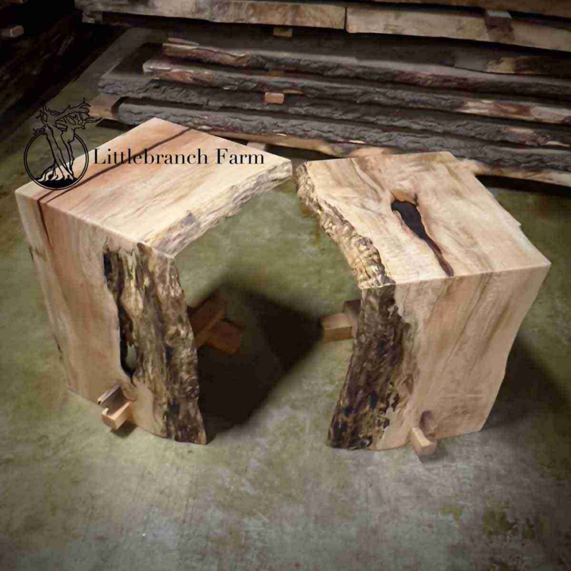 Rustic Waterfall Side Table with Thick Live Edge Slab