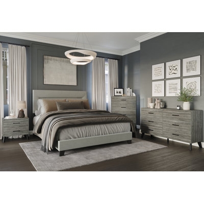 Rustic Weathered Wood Bedroom Set Plank Headboard Suite