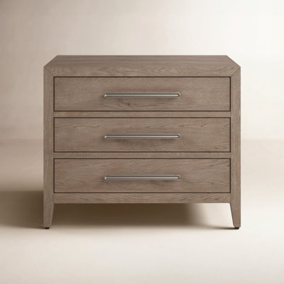 Rustic Weathered Wood Wide Nightstand with Recessed Panels