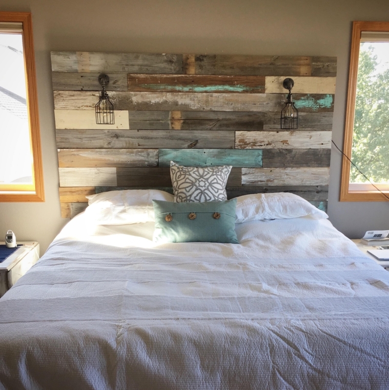 Rustic Whitewashed Headboard with Chippy Paint Finish