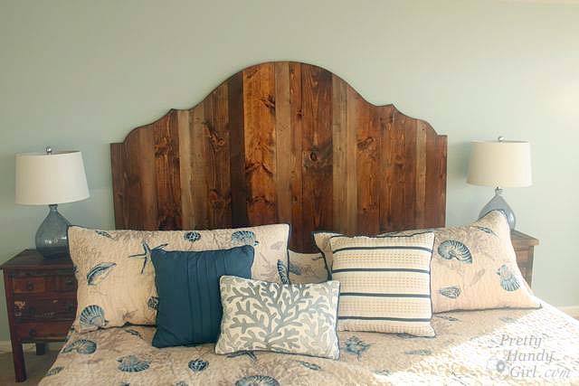 Rustic Wood King Headboard with Varied Natural Tones