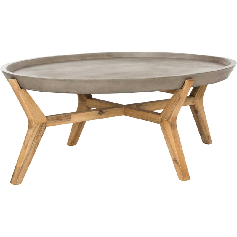 Safavieh Hadwin Dark Grey Modern Concrete Oval Indoor/Outdoor Coffee Table
