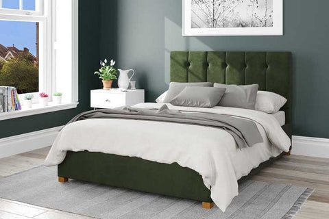 Sage Upholstered Bed Channeled Headboard Minimalist Style