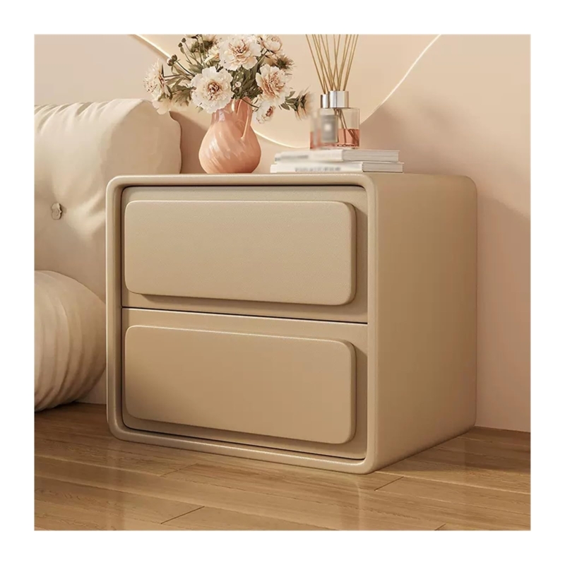Scandi Cream Nightstand with Rounded Edges & Leg Caps