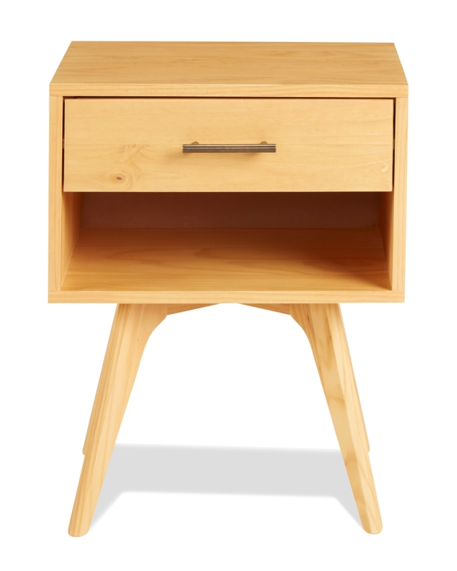 Scandi Style Bedside Table Integrated Finger Pulls Tapered Legs