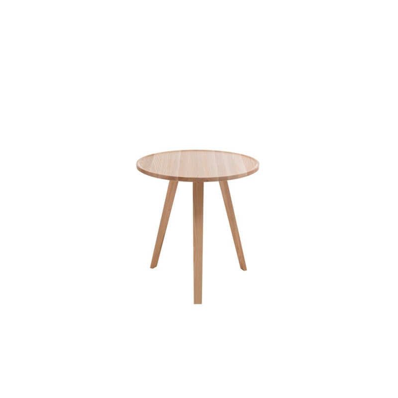 Scandinavian Accent Table with Round Light Wood Top and Tripod Base