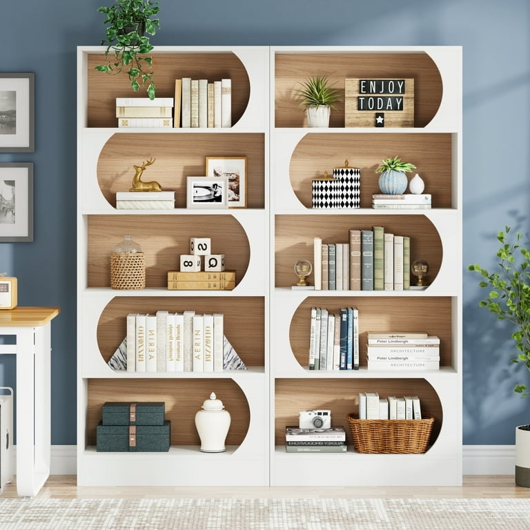 Scandinavian Bookcase with White Metal Frame and Asymmetrical Dividers