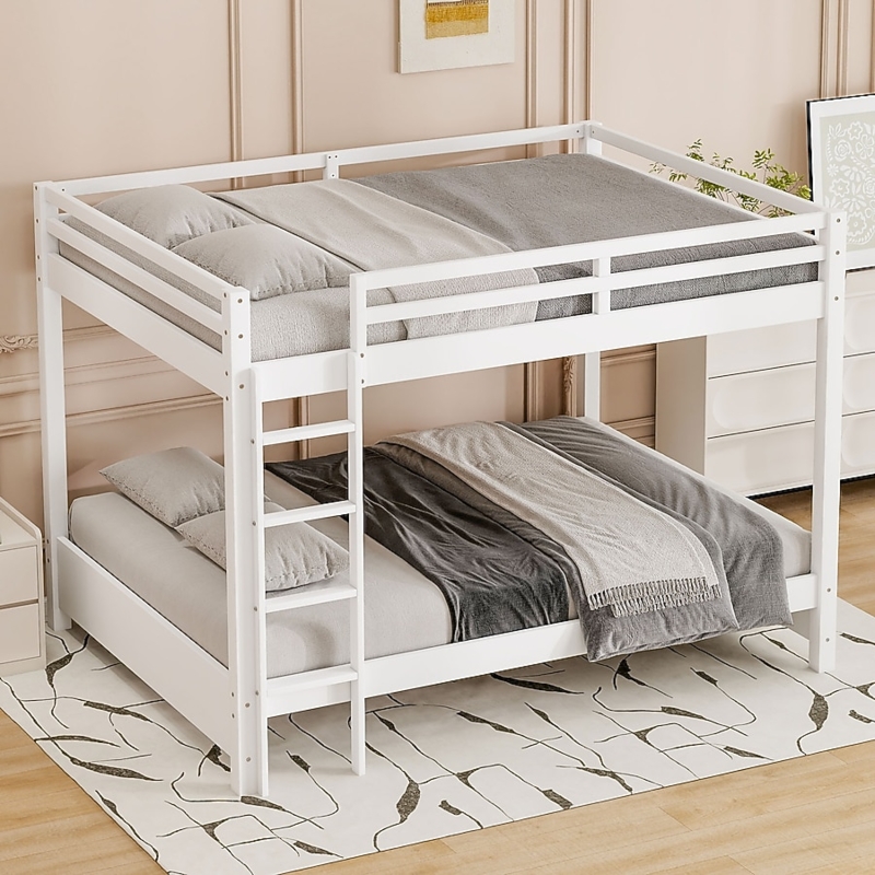 Scandinavian Bunk Bed Painted Matte White Integrated Ladder