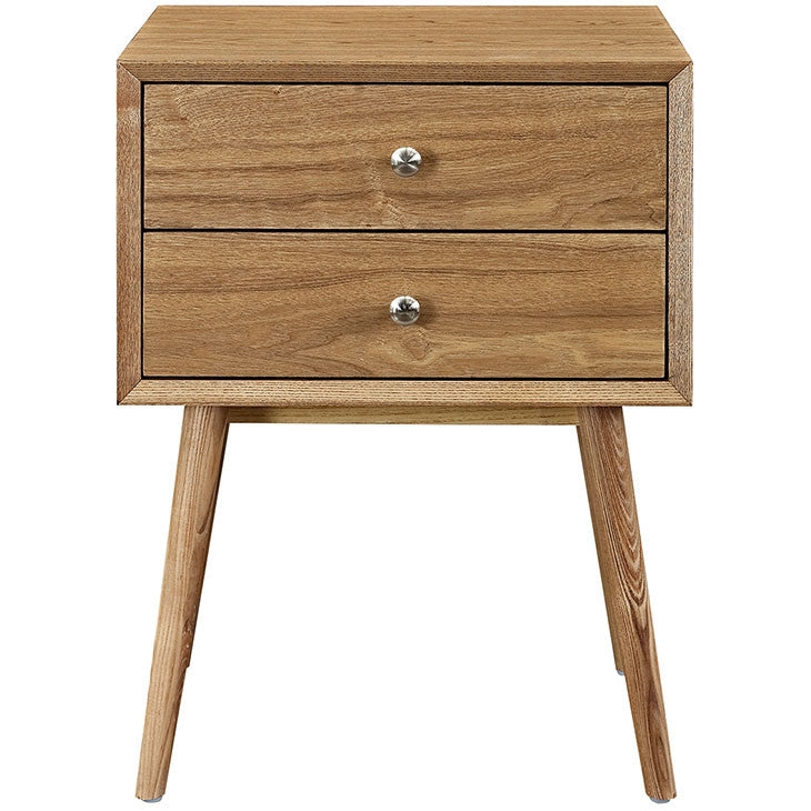 Scandinavian Minimalist Light Wood Bedside Table, Integrated Finger Pulls