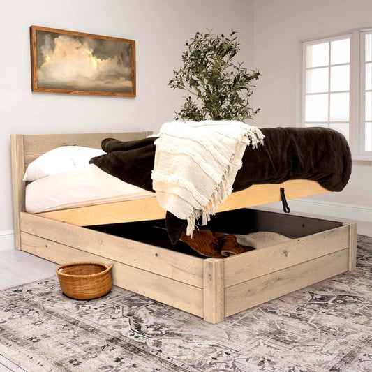 Scandinavian Platform Bed Tapered Support Legs Vertical Slats