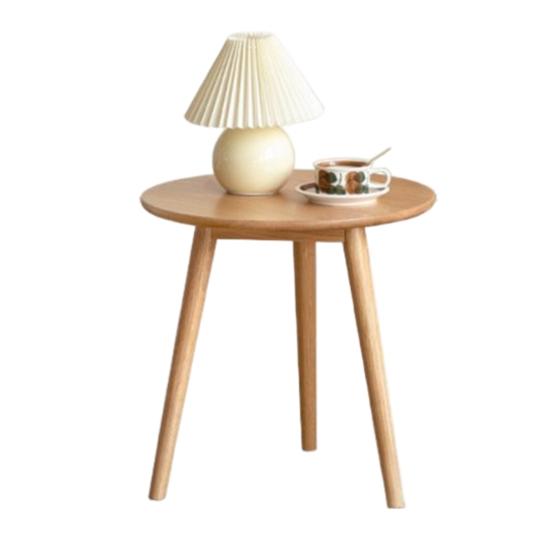 Scandinavian Side Table featuring Minimalist Design and Round Wood Top