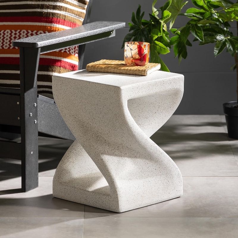 Sculptural Accent Table Twisted Base Hourglass Form Matte Finish
