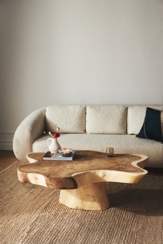 Sculptural Coffee Table Organic Silhouette Plaster Like Low Profile