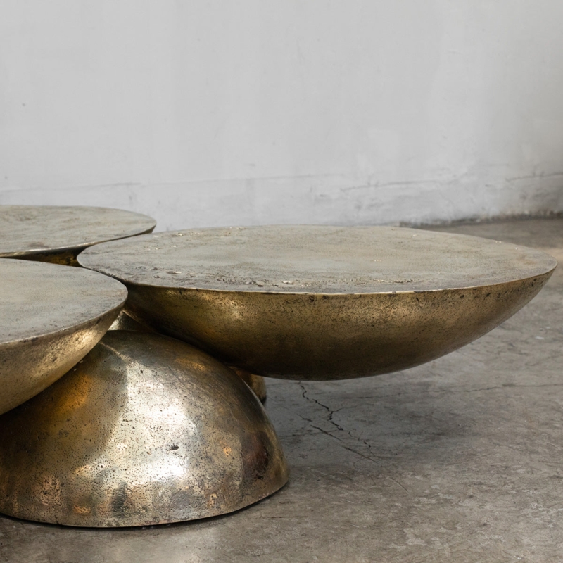 Sculptural Coffee Table Polished Bronze Organic Bulbous Form