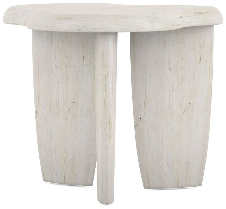 Sculptural End Table Chunky Cylindrical Legs Beige Freeform