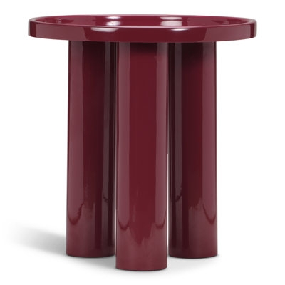 Sculptural End Table: Minimalist Honey Oak Wood with Conical Pedestal Base