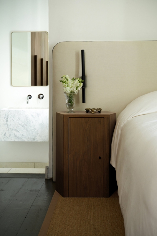 Sculptural Nightstand with Square Top and Block Pedestal Base