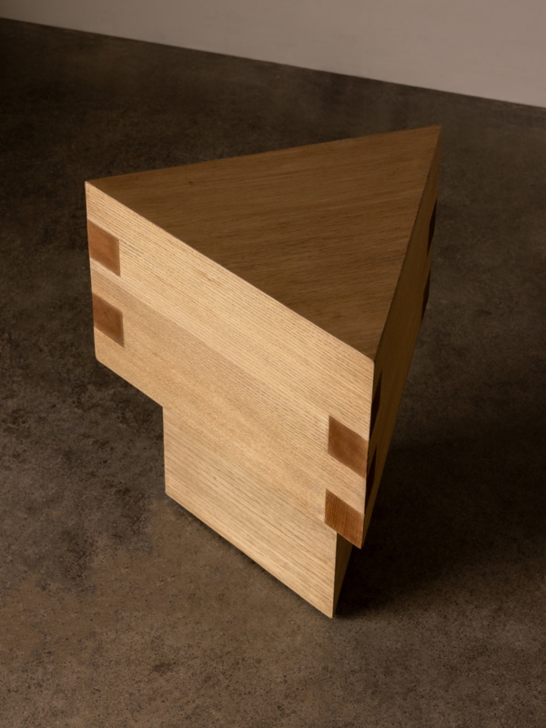 Sculptural Side Table, Circular Cut-Outs, Organic Modern Wood Design