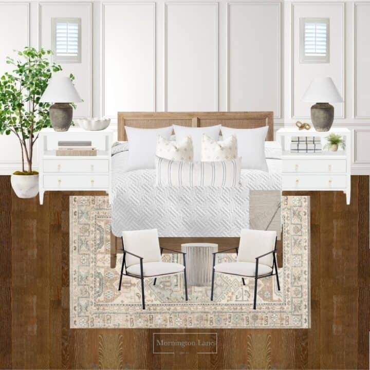 Serene Upholstered Bed Wingback Headboard Slate Blue Rug