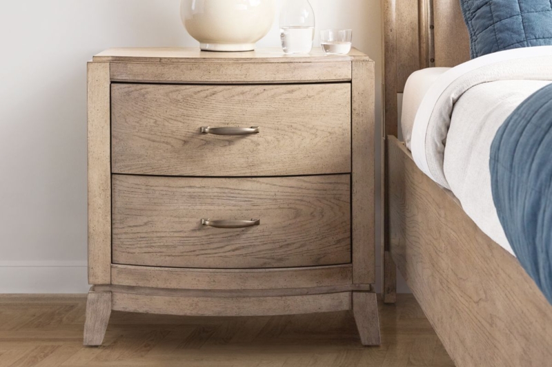 Shagreen Texture Nightstand with Metal Ferrules