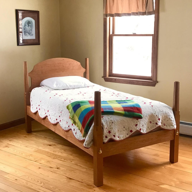 Shaker Bed Frame Tapered Posts, Low Profile Design & Warm Wood Tones