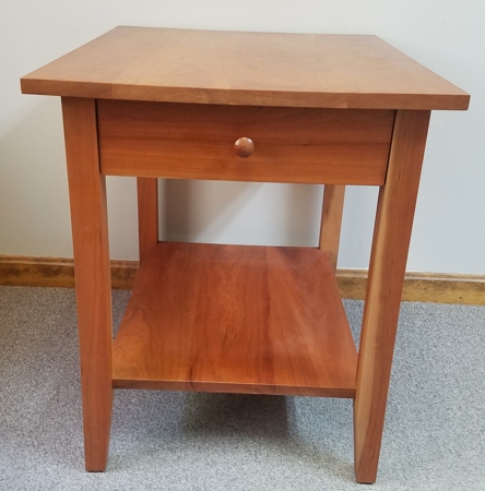 Shaker Cherry End Table with Drawer and Lower Shelf