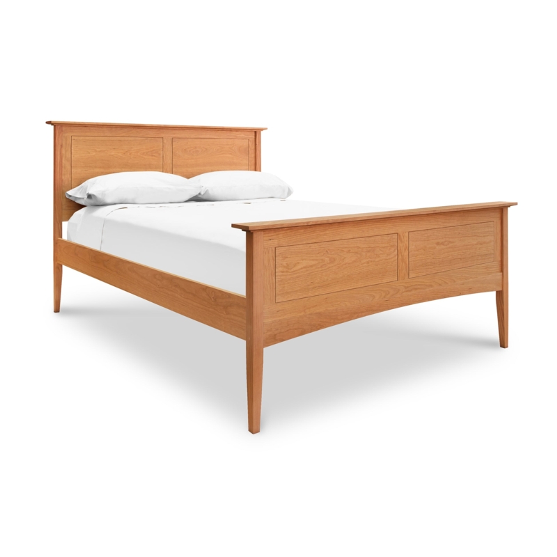 Shaker Style Wood Bed Frame with Tapered Legs and Paneled Headboard