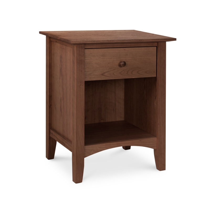 Shaker Style Wood Nightstand with Enclosed Shelf & 3-Tier Storage