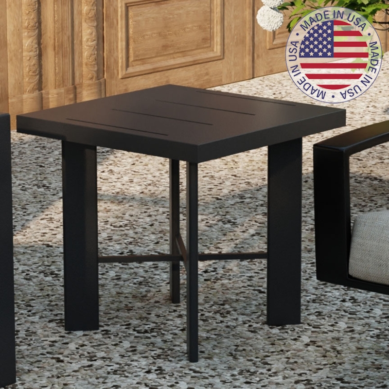 Side Table Anthracite Matte Metal Round Pedestal Base Outdoor