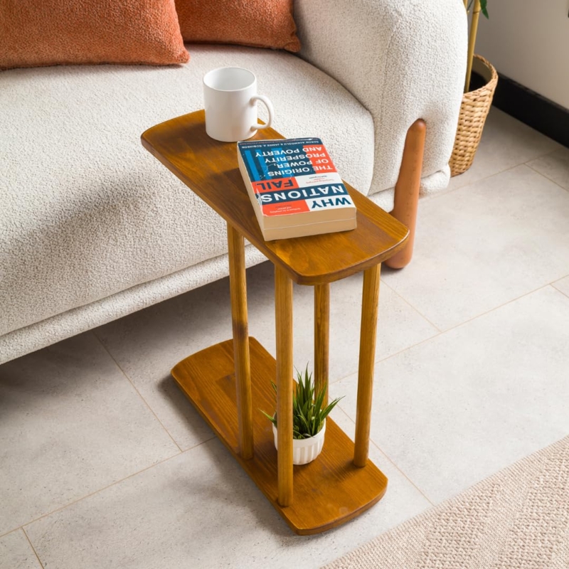 Side Table C-Shaped Cantilevered Top Mid-Century Modern Laptop Stand