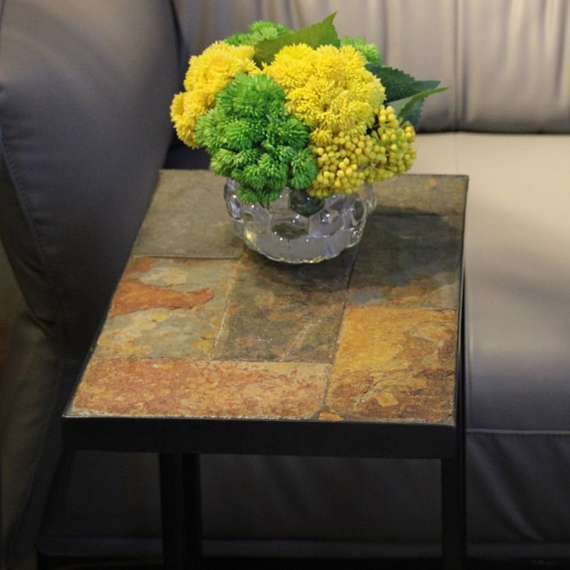 Side Table C Shaped Frame Gold Metal, Modern Sofa Tray Table.