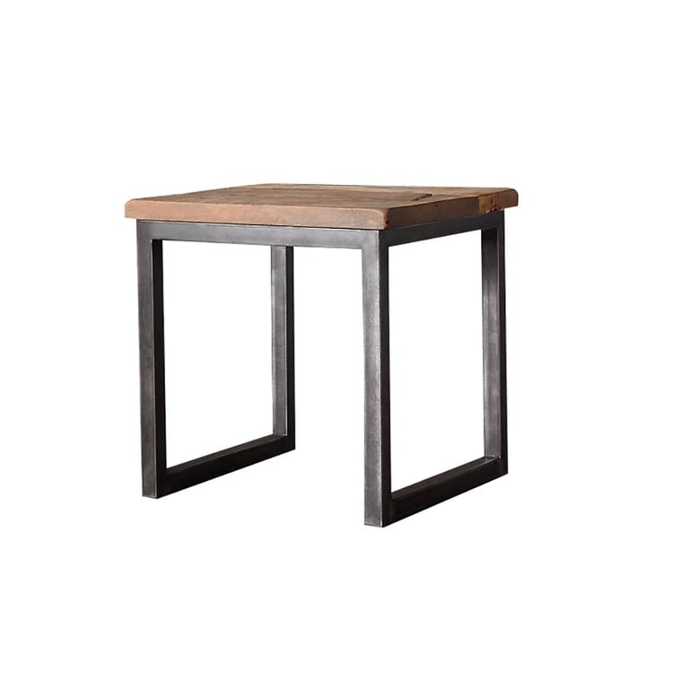 Side Table C-Shaped Frame Square Top Industrial Mixed Materials