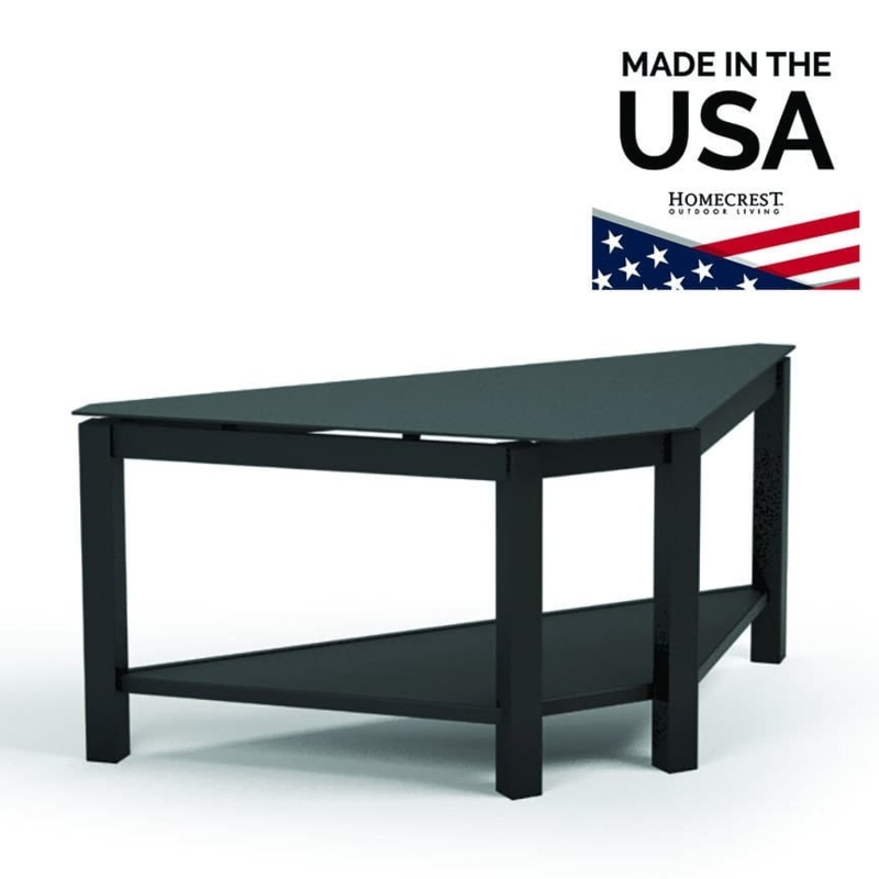Side Table Charcoal Slatted Top Metal Square Patio Furniture