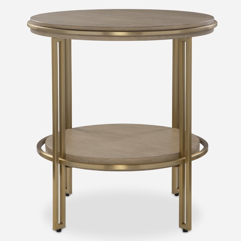Side Table Charcoal Stone Like Top Brass X Base Modern Glam
