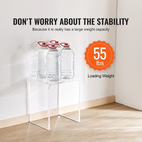 Side Table Clear Acrylic C-Shaped with Bent Edges for Minimalist Spaces