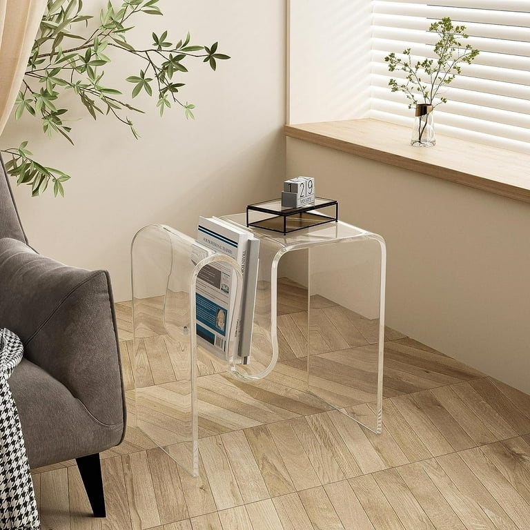 Side Table, Clear Acrylic Waterdrop Tapered Base