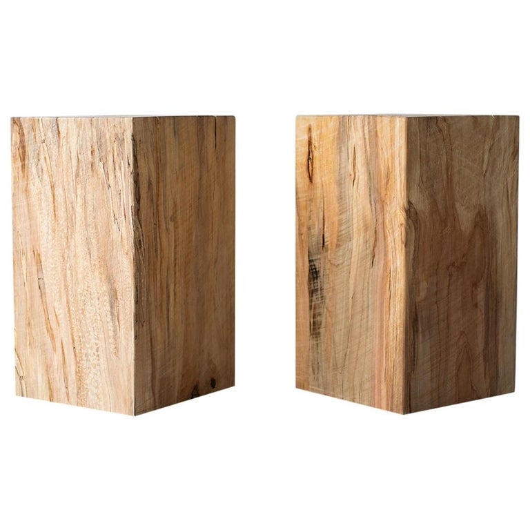 Side Table Conical Base Pedestal Silhouette Wood Grain Mid Century Modern