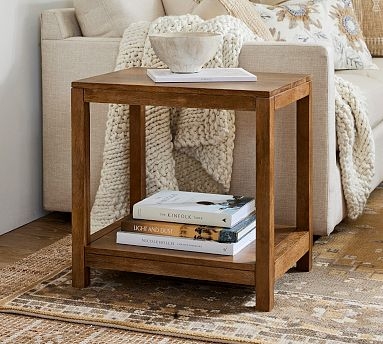 Side Table Dark Espresso Two-Tier Design Small Space End Table Storage