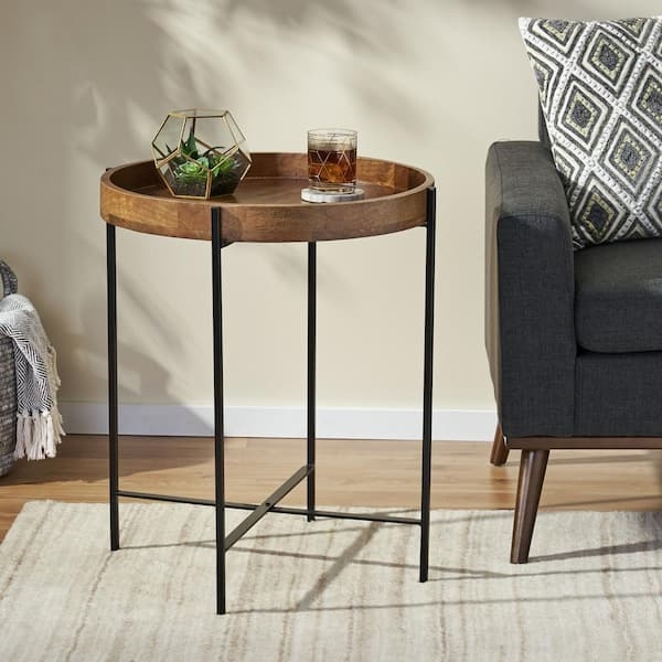 Side Table Folding X Base Natural Wood, Folding Tray Side Table Design