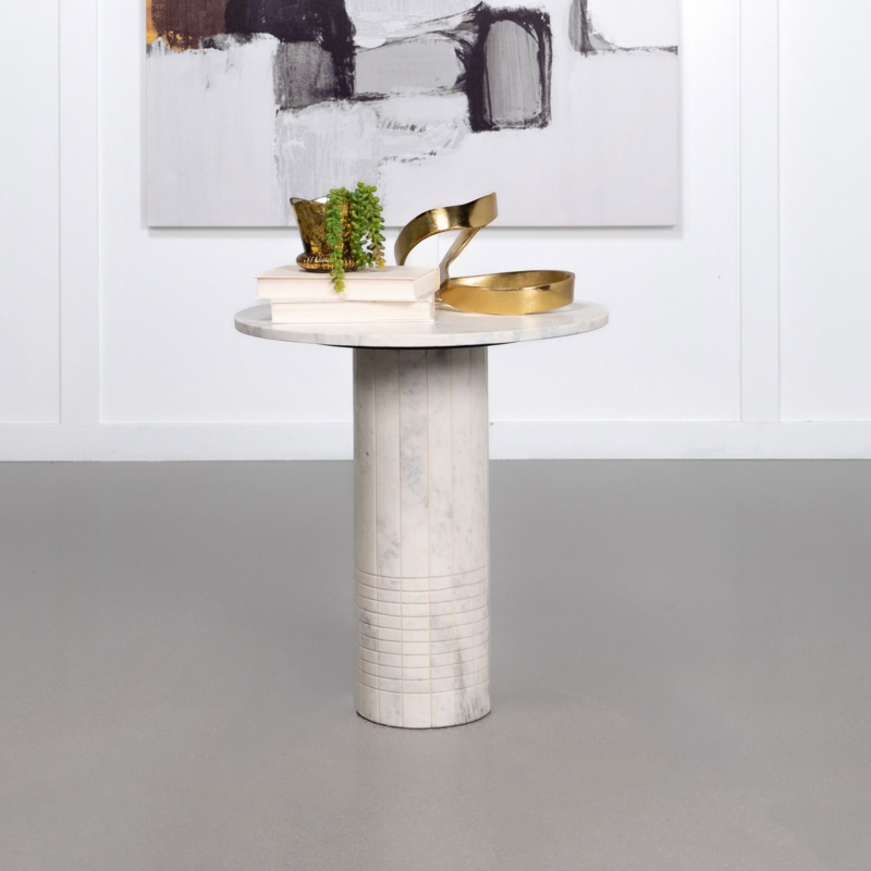 Side Table Gold Cross Base Polished Modern Glam Living Room Furniture