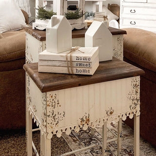Side Table Heavily Distressed Shabby Chic Nesting Side Tables