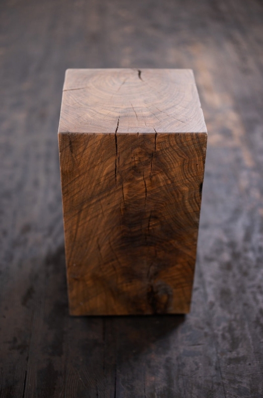 Side Table Hollow Design Cube Shape Thick Walls Contemporary Dark Brown