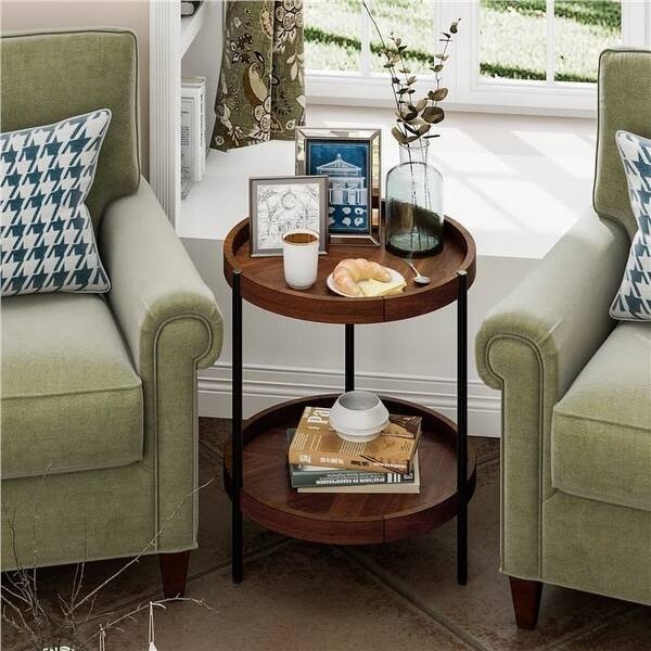Side Table Industrial Modern with Removable Tray Top
