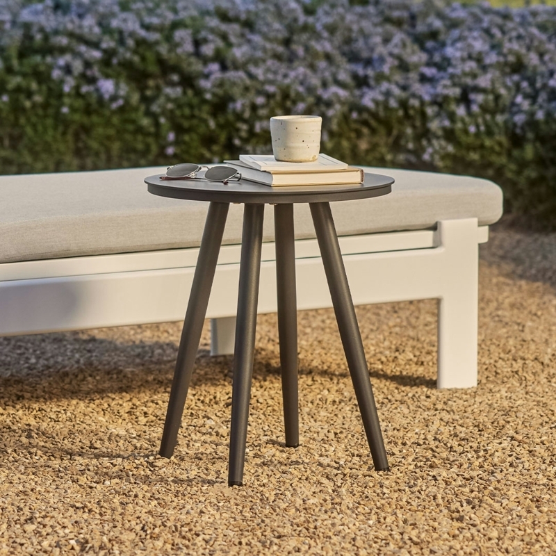 Side Table Matte Black Finish Tripod Legs Round Top Scandinavian Design