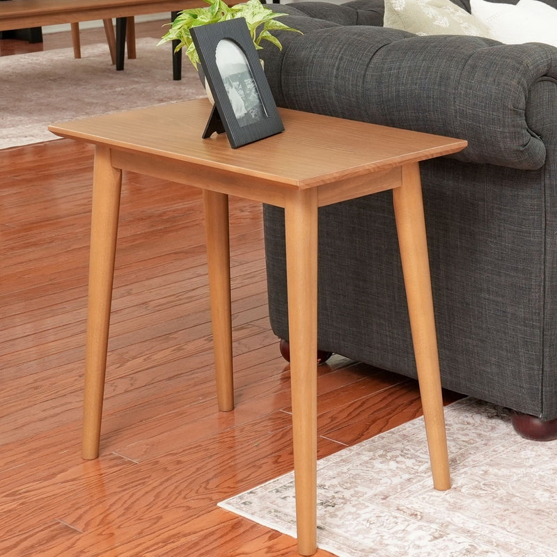 Side Table Mid Century Modern Tapered Splayed Legs Natural Wood