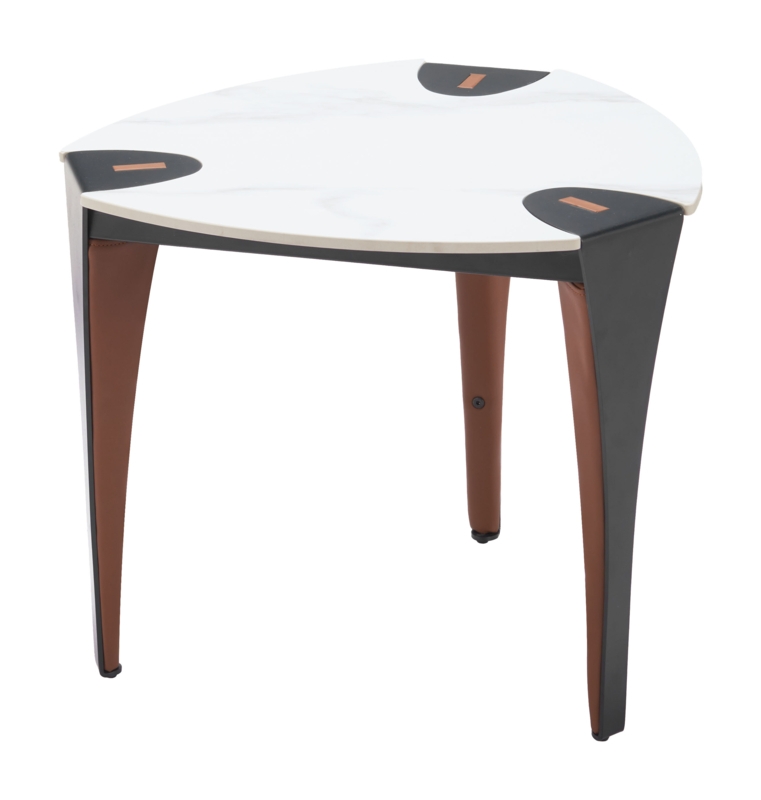 Side Table, Mid-Century Modern Teal Top, Tapered Wood Tripod Legs