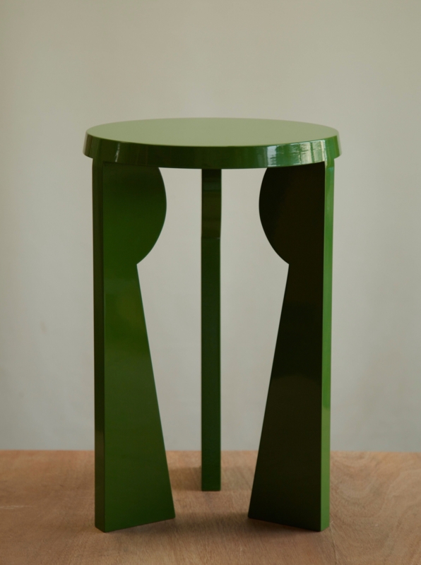 Side Table Minimalist Matte Off-White Asymmetrical Silhouette