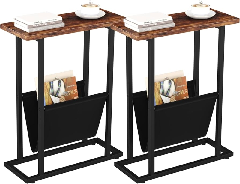 Side Table Narrow Profile Industrial Fabric Sling Set