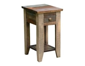 Side Table, Narrow Reclaimed Style, Multicolor Finish, Storage Cabinet