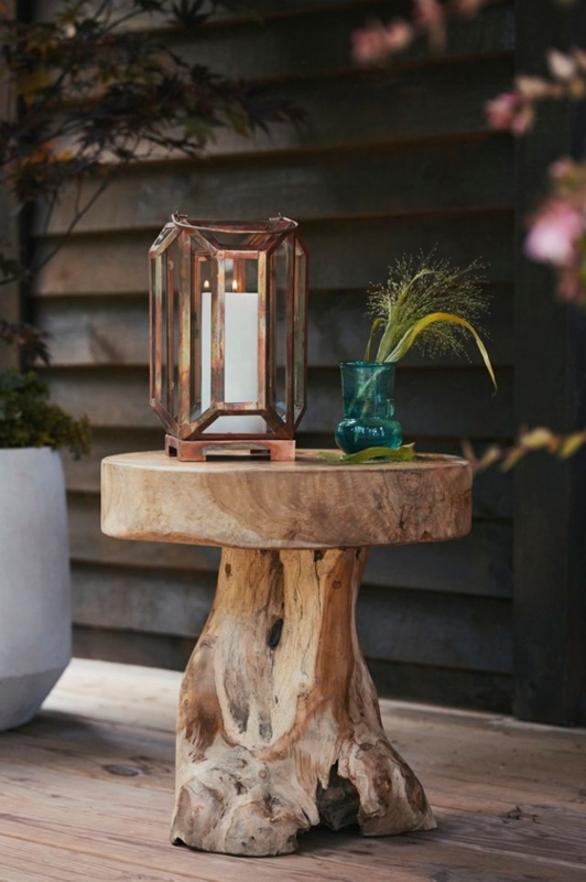 Side Table Natural Root Base Sculptural Wood Accent
